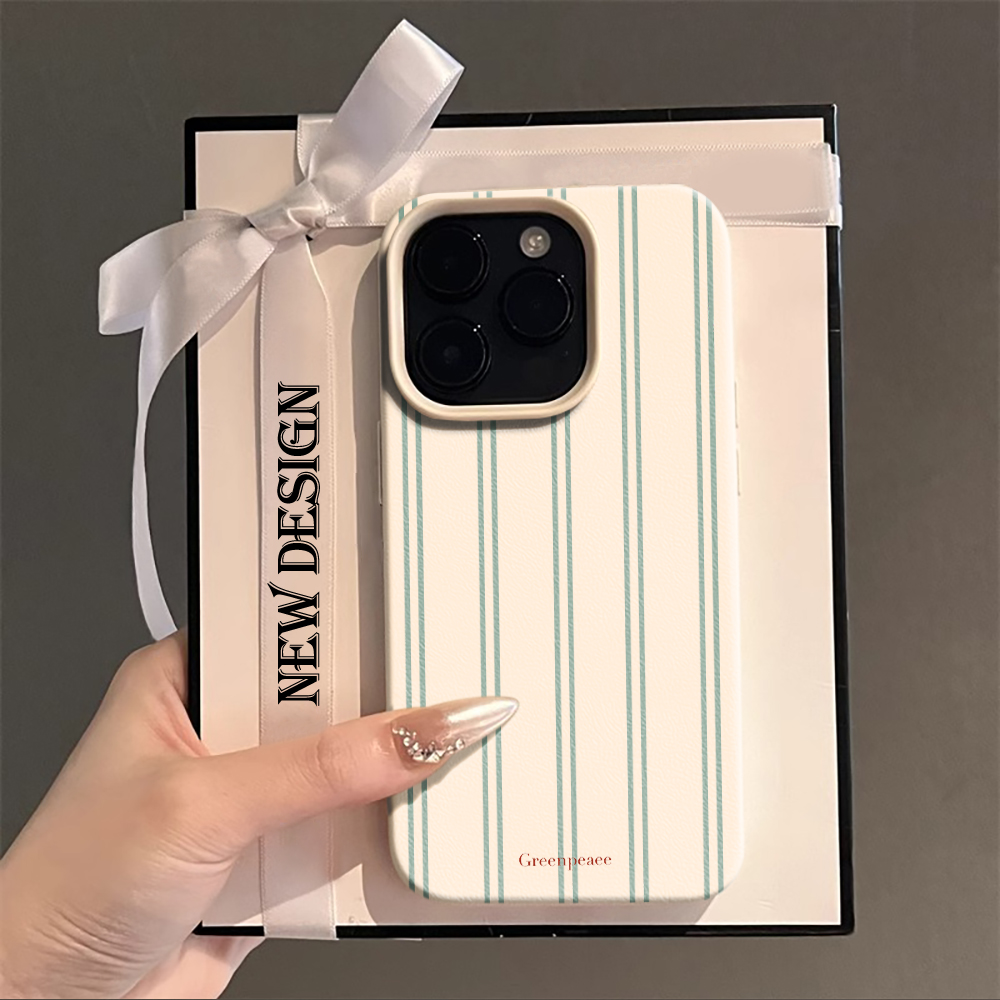 Phone Cases Durable - ピンクのストライプ柄プリントの夏用スマホケース iPhone 16 15 14 13