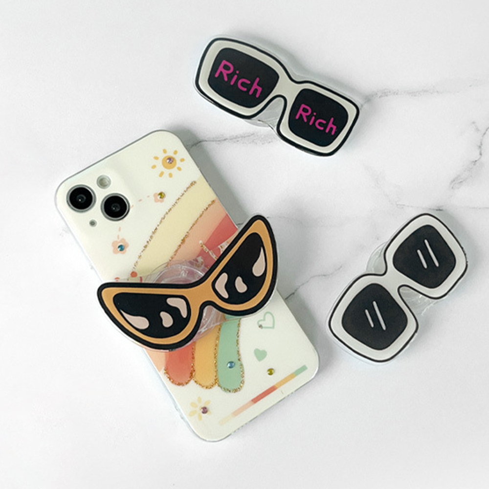 Phone Cases Cool Girl - かわいい漫画クールスタイリッシュなメガネ電話ホルダーグリップトックサポート iPhone サムスン Xiaomi 電話ケースグリップトックブラケットガールギフト
