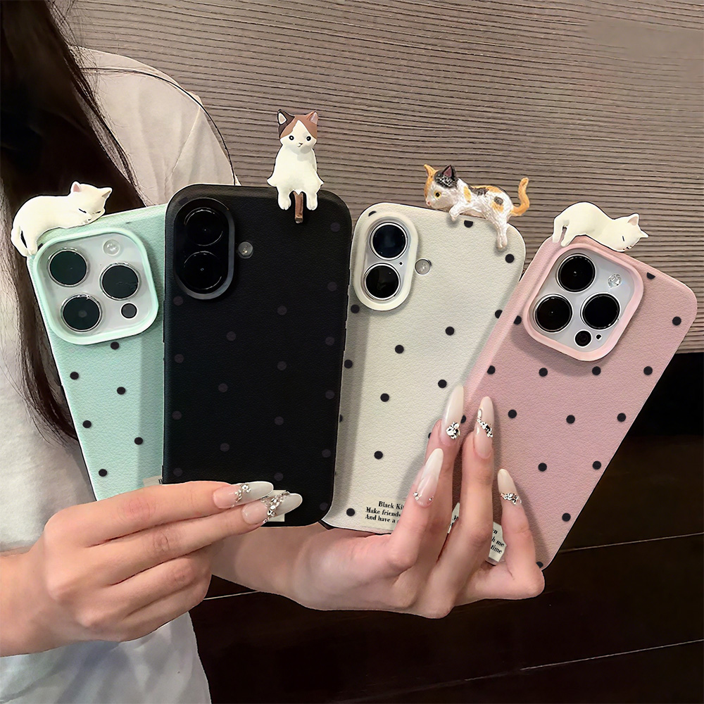 Phone Cases Cat - かわいい3D猫ドットケース iPhone 17 Air 17 Pro