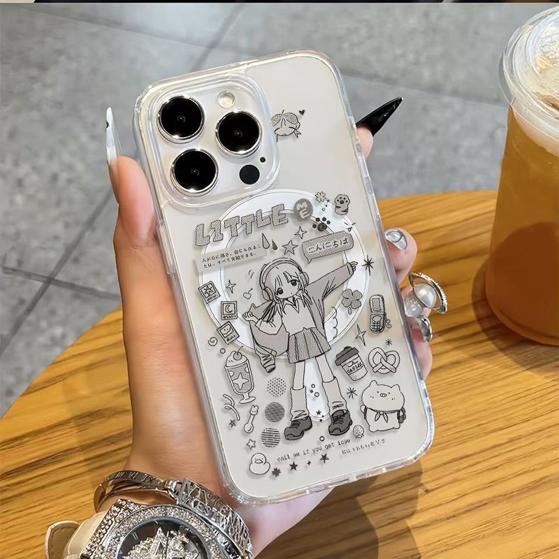 Phone Cases Cool Girl - 可愛いアニメ甘いアニメガールのスマホケース、マグネット式iPhone 17 AIR 16 E 15