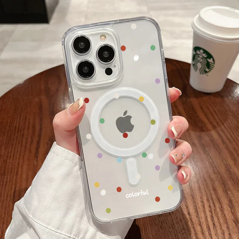 Phone Cases Durable - INS 韓国風 カラフル ウェーブドット柄 スマホケース iPhone
