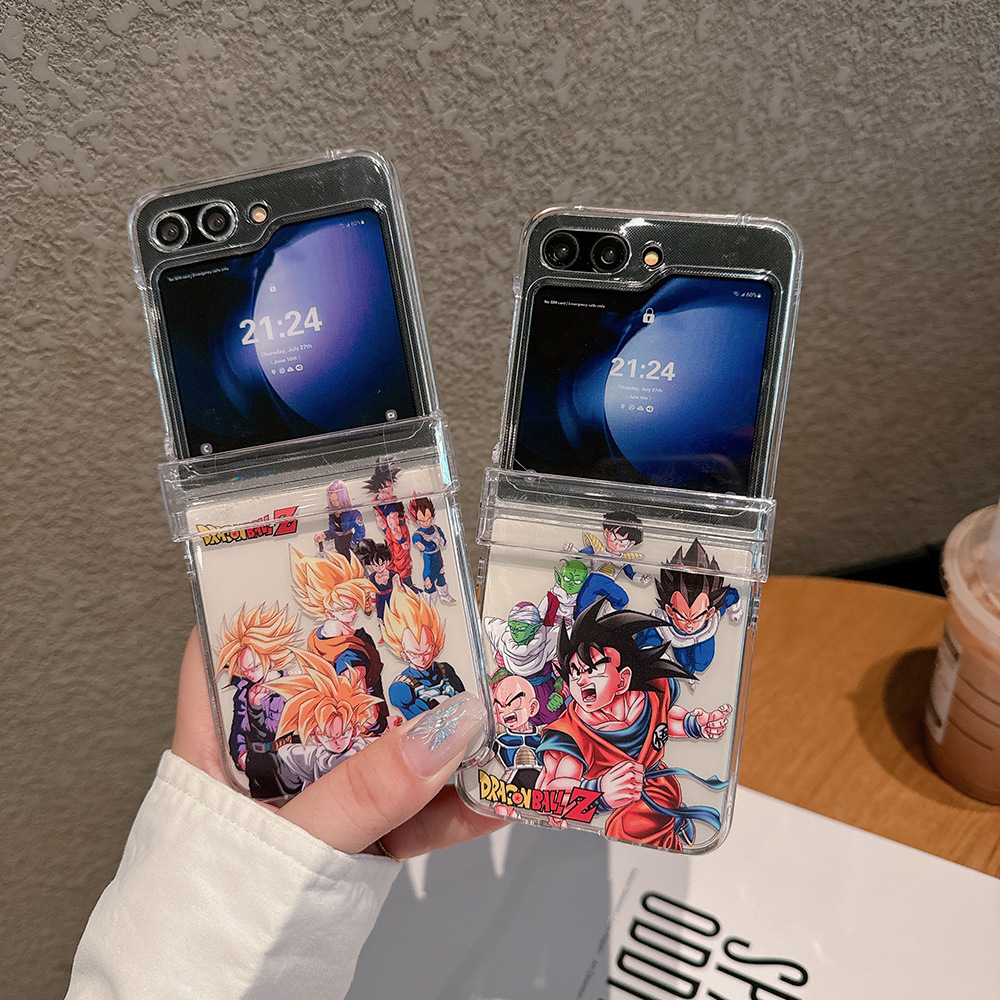 Phone Cases Z Flip 6 - ファッションジャパンアニメドラゴンボール悟空サイヤ人透明スマホケース サムスンギャラクシーZフリップ7 6 5 4 3用