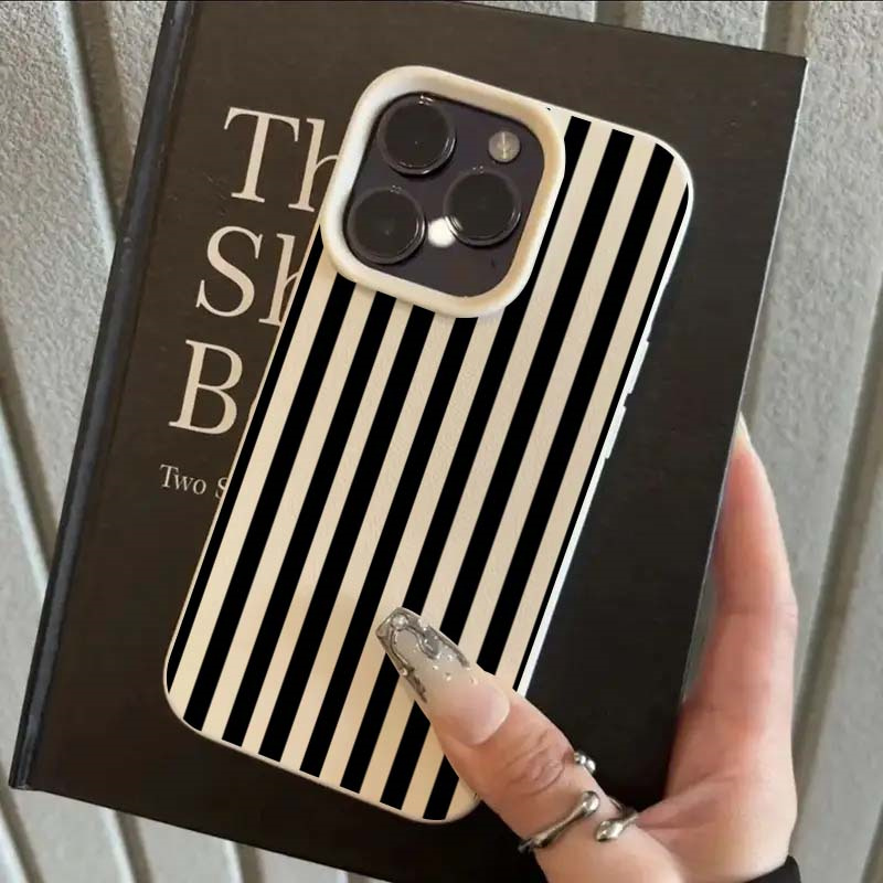 Phone Cases Durable - カラフルストライプミニマリストINSカップル携帯ケース iPhone 16 Pro Max XS