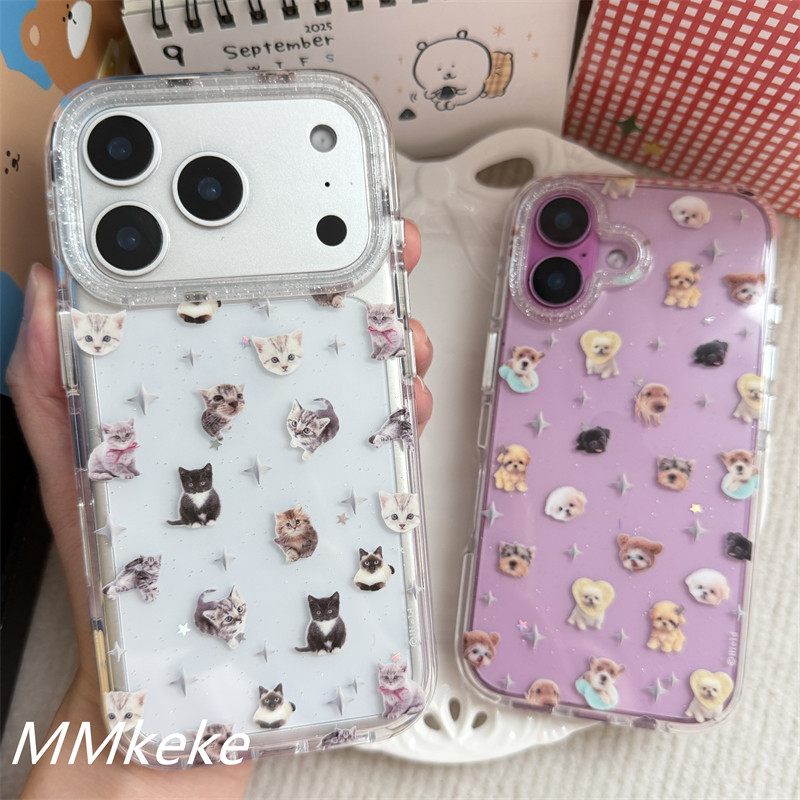 Phone Cases Cool Girl - 韓国製フルスクリーン子猫子犬スタースターY2Kガールフォンケース iPhone 18 11 12 13