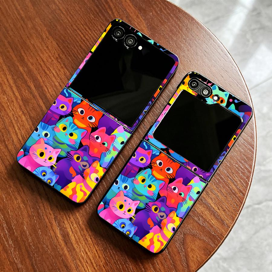 Phone Cases Z Flip 6 - フルカバーキャットフォンカバーケース Samsung Galaxy Z Flip 7