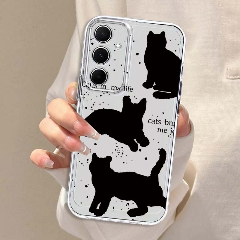 漫画風黒猫アート柄スマホケース Samsung Galaxy - Phone Cases Cat のレビューと価格