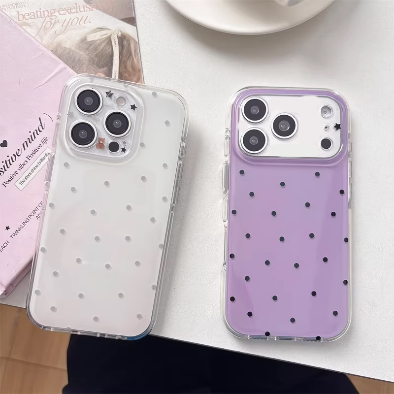 韓国のインスタ映え女子向けシンプルな紫の水玉模様のかわいい漫 - Phone Cases Cool Girl のレビューと価格