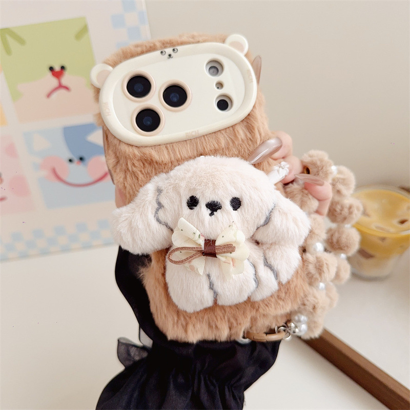 3D漫画風リボン付き子犬のふわふわぬいぐるみスマホケース i - Phone Cases Iphone 17 Pro Max のレビューと価格