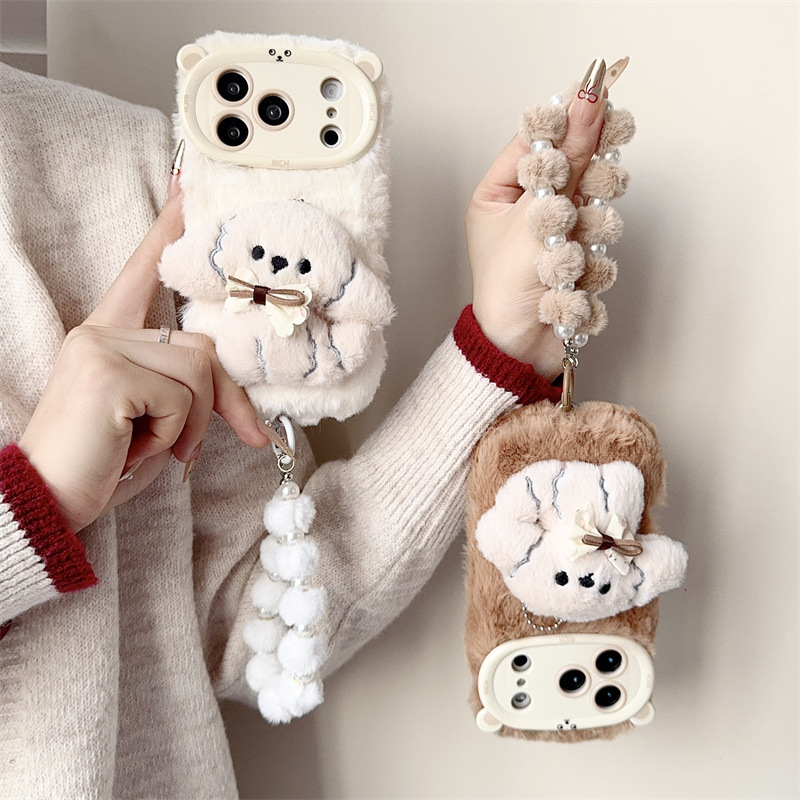 3D漫画風リボン付き子犬のふわふわぬいぐるみスマホケース i - Phone Cases Iphone 17 Pro Max のレビューと価格