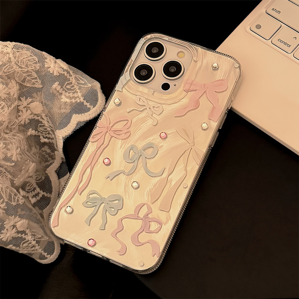 韓国のカラフルな蝶結びダイヤモンドステッカー付きiPhone - Phone Cases Durable のレビューと価格