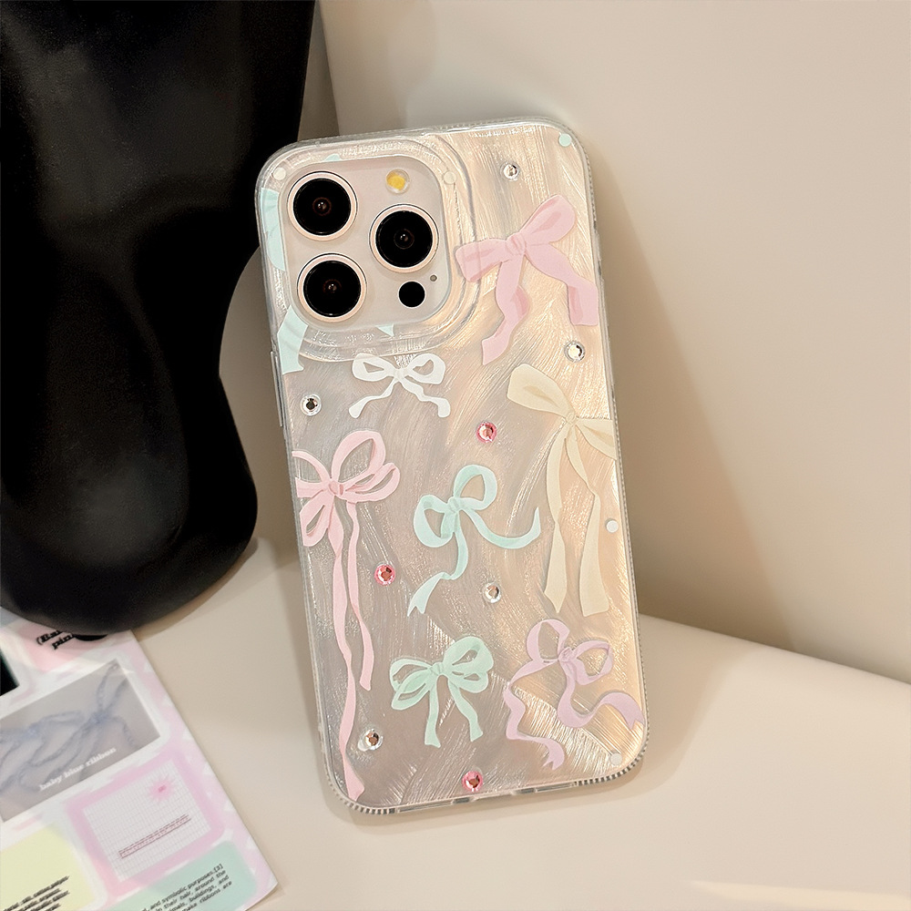 韓国のカラフルな蝶結びダイヤモンドステッカー付きiPhone - Phone Cases Durable のレビューと価格