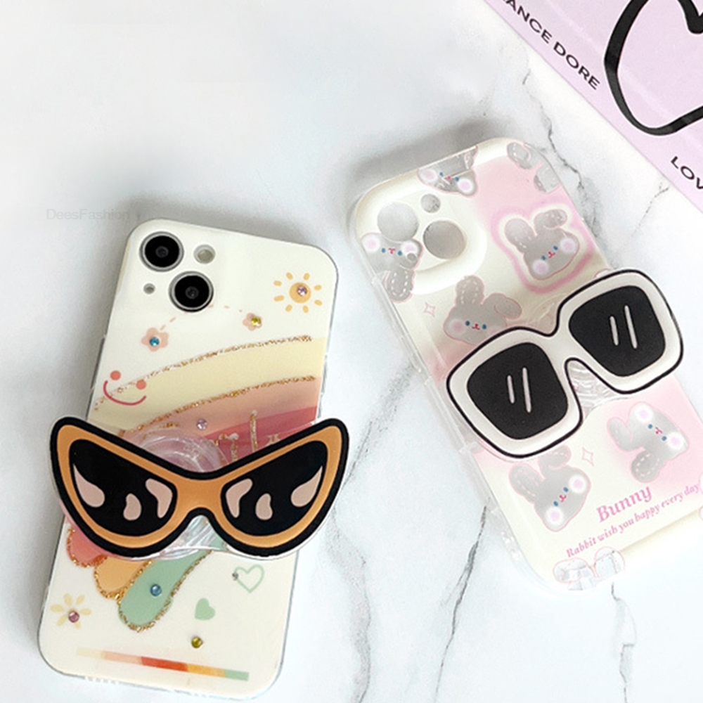 かわいい漫画クールスタイリッシュなメガネ電話ホルダーグリップ - Phone Cases Cool Girl のレビューと価格