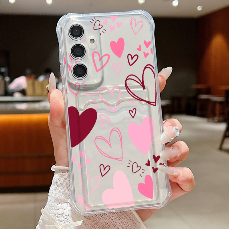 愛のハート柄クリアスマホケース Samsung Galaxy - Phone Cases Clear のレビューと価格