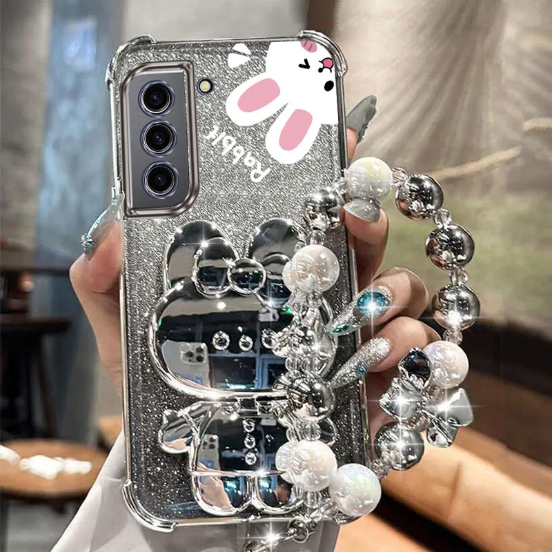S 22 エアバッググリッターミラーウサギ電話ホルダーケース - Phone Cases Rimowa のレビューと価格