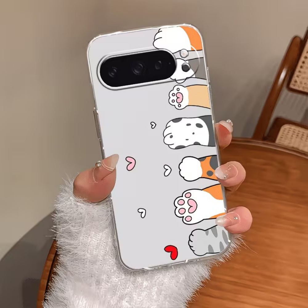 漫画猫の足跡クリスタルクリアシリコン製スマホケース Goog - Phone Cases Cat のレビューと価格