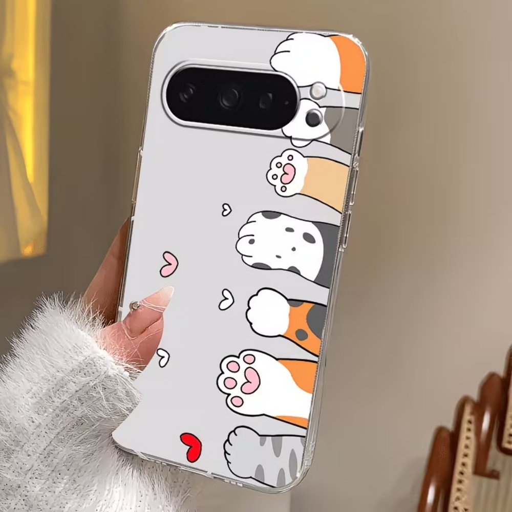 漫画猫の足跡クリスタルクリアシリコン製スマホケース Goog - Phone Cases Cat のレビューと価格