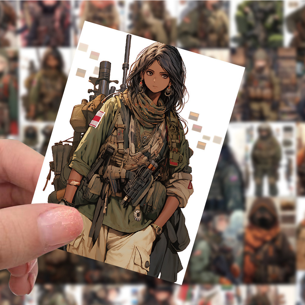 10/30/60 個クール迷彩女性兵士漫画ステッカーかわいい - Phone Cases Cool Girl のレビューと価格