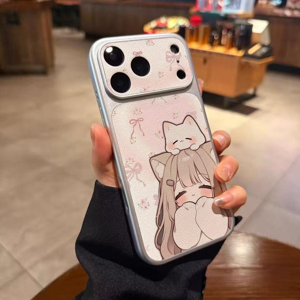 甘い美的センスの漫画猫柄iPhoneケース、ピンクグリーンの - Phone Cases Cat のレビューと価格
