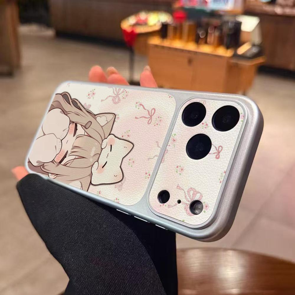 甘い美的センスの漫画猫柄iPhoneケース、ピンクグリーンの - Phone Cases Cat のレビューと価格