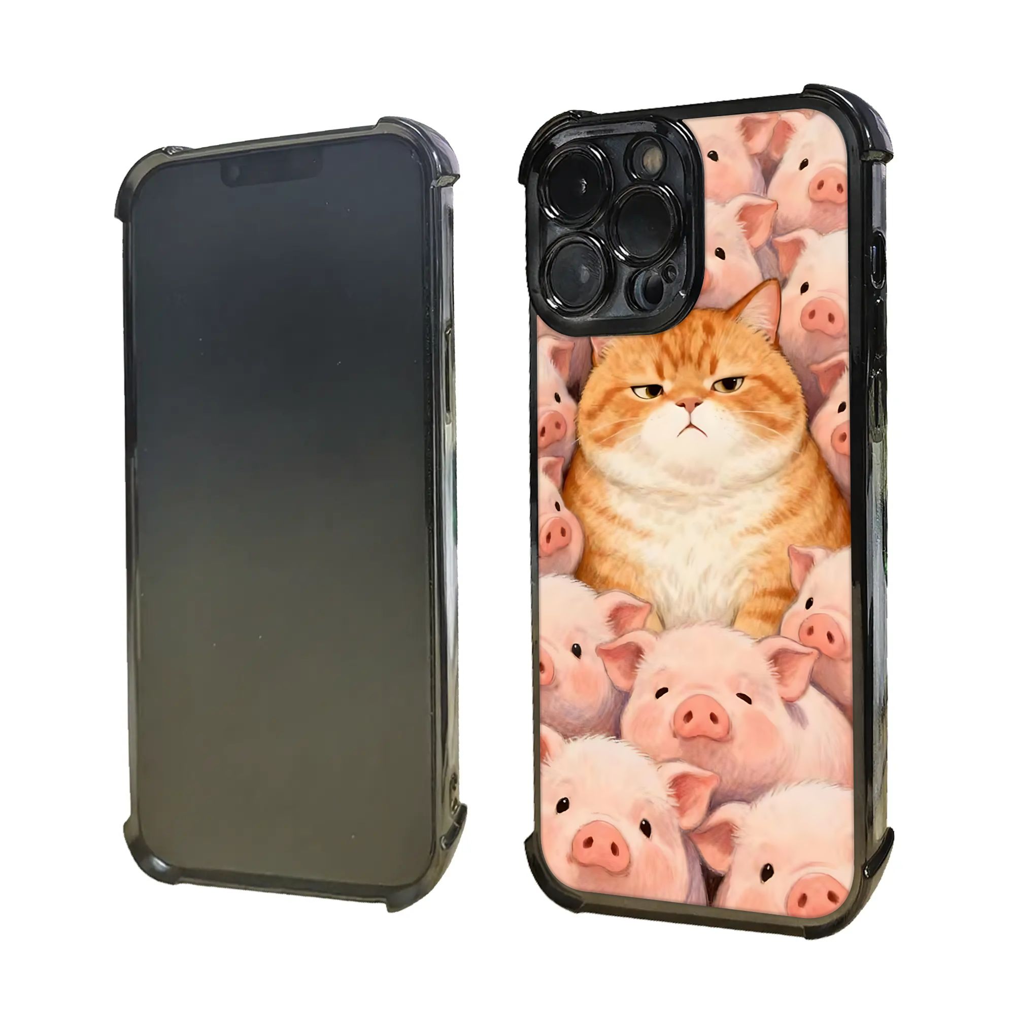 猫、豚、群衆、漫画柄のスマホケース、電気メッキ加工のiPho - Phone Cases Cat のレビューと価格