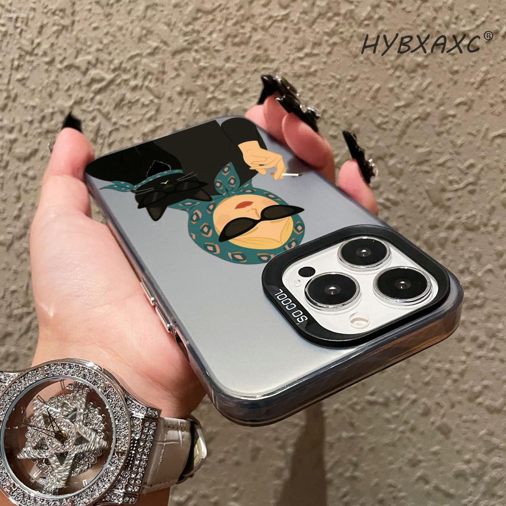 漫画の猫と女性の格子柄スマホケース iPhone 17 16 - Phone Cases Cat のレビューと価格