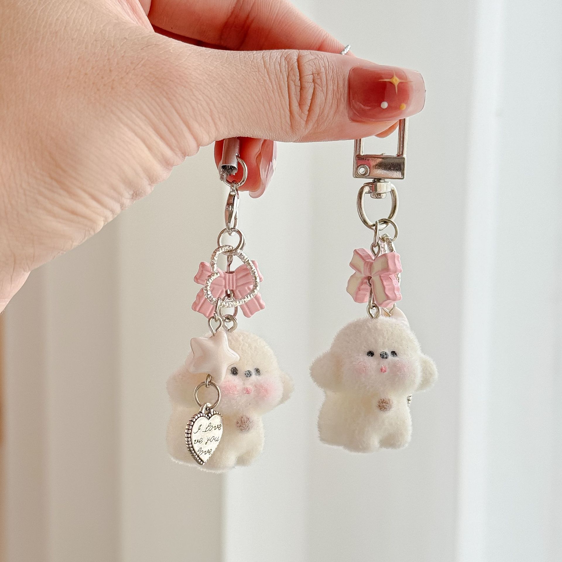 かわいい韓国スタイルの携帯電話ストラップちょう結び犬キーホル - Phone Cases Cool Girl のレビューと価格