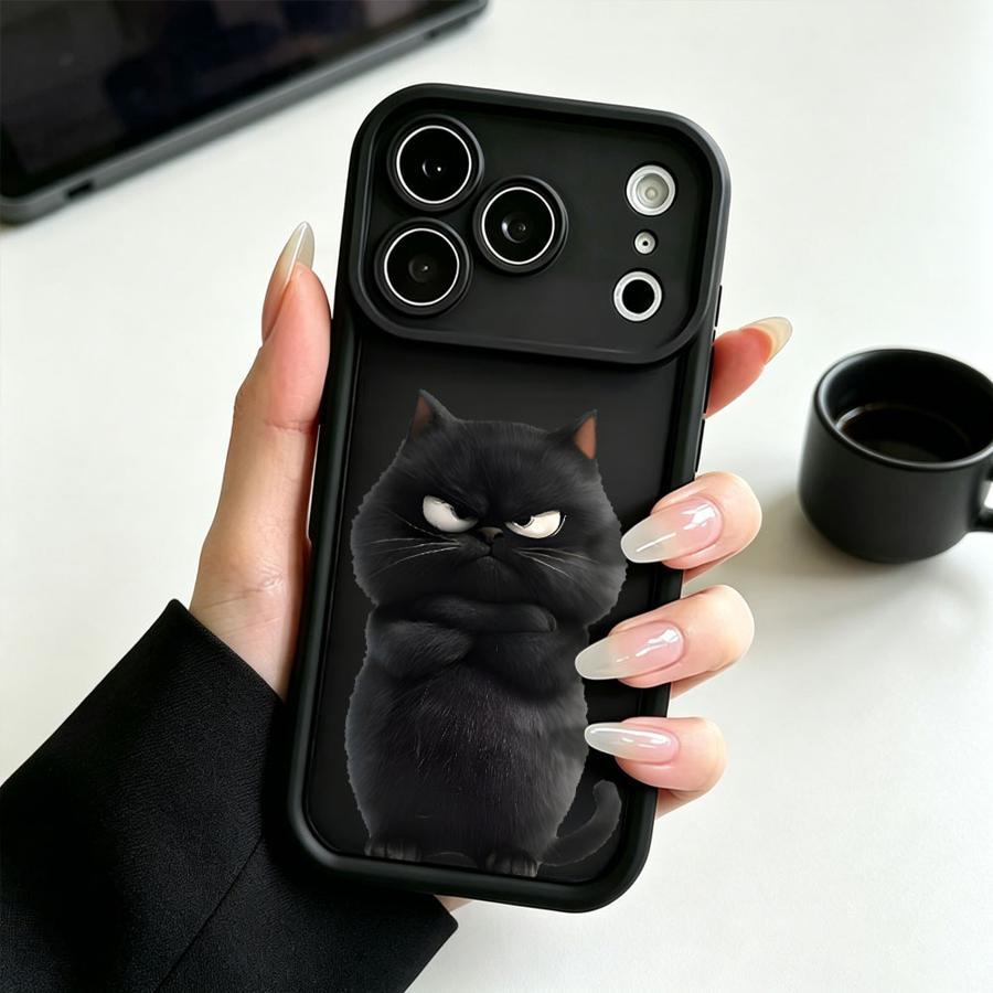 漫画風黒猫アート柄スマホケース Apple iPhone 1 - Phone Cases Cat のレビューと価格